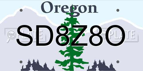 SD8Z8O Oregon License Plate