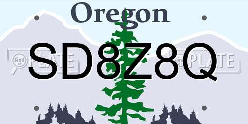 SD8Z8Q Oregon License Plate