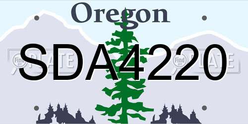 SDA4220 Oregon License Plate