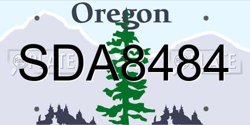 SDA8484 Oregon License Plate