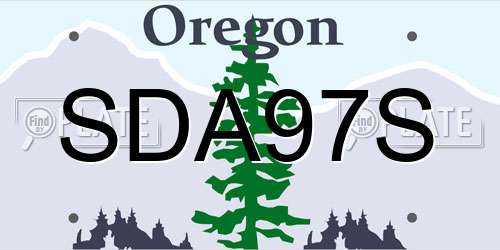 SDA97S Oregon License Plate