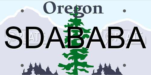 SDABABA Oregon License Plate