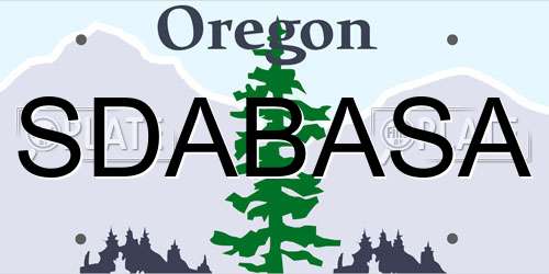 SDABASA Oregon License Plate
