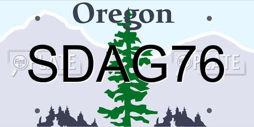SDAG76 Oregon License Plate