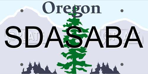 SDASABA Oregon License Plate