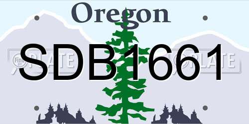 SDB1661 Oregon License Plate