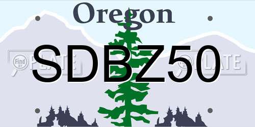 SDBZ50 Oregon License Plate