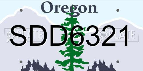 SDD6321 Oregon License Plate