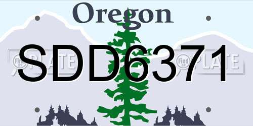 SDD6371 Oregon License Plate
