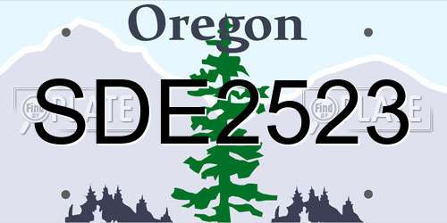 SDE2523 Oregon License Plate