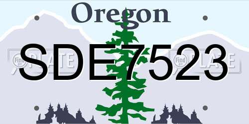 SDE7523 Oregon License Plate