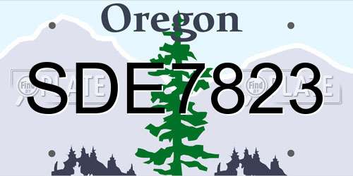 SDE7823 Oregon License Plate