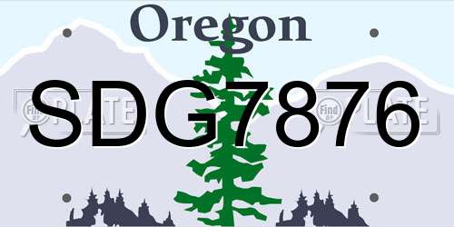SDG7876 Oregon License Plate