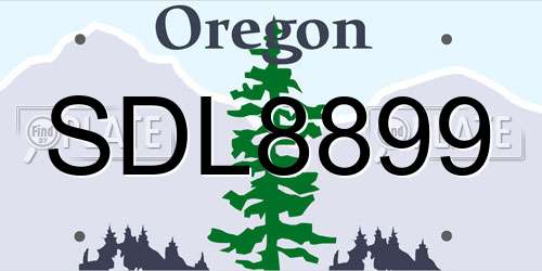 SDL8899 Oregon License Plate