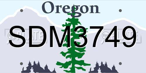 SDM3749 Oregon License Plate