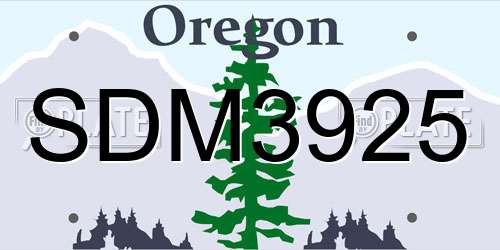 SDM3925 Oregon License Plate