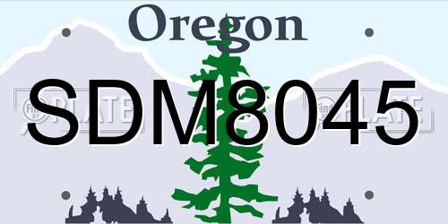 SDM8045 Oregon License Plate
