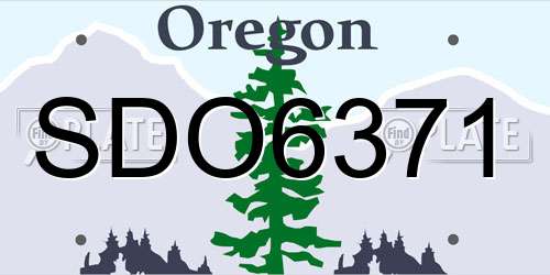 SDO6371 Oregon License Plate