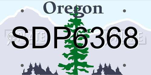 SDP6368 Oregon License Plate