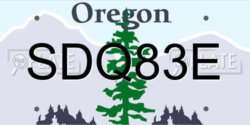 SDQ83E Oregon License Plate