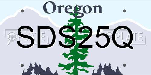 SDS25Q Oregon License Plate