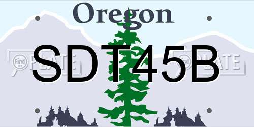 SDT45B Oregon License Plate