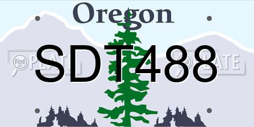 SDT488 Oregon License Plate