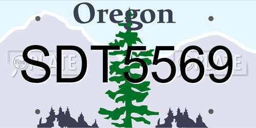 SDT5569 Oregon License Plate