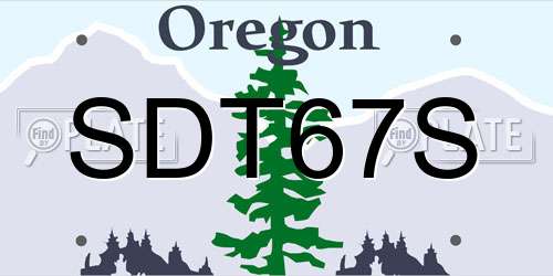 SDT67S Oregon License Plate