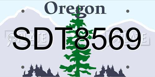 SDT8569 Oregon License Plate