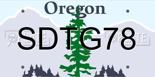 SDTG78 Oregon License Plate