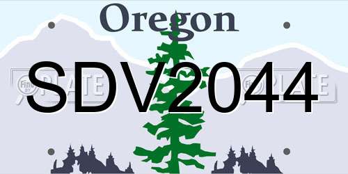SDV2044 Oregon License Plate