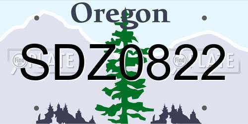 SDZ0822 Oregon License Plate