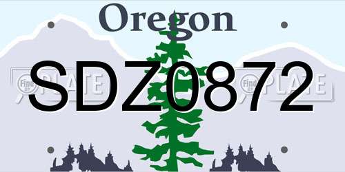 SDZ0872 Oregon License Plate