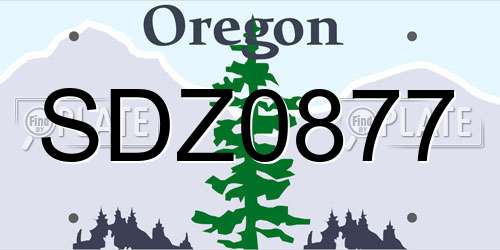 SDZ0877 Oregon License Plate