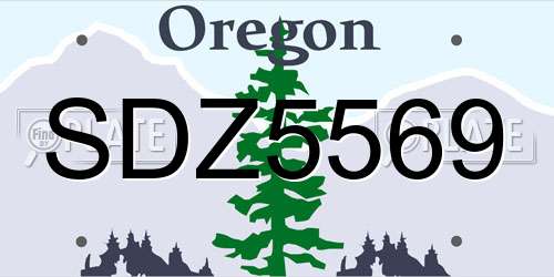 SDZ5569 Oregon License Plate