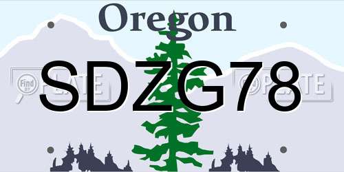 SDZG78 Oregon License Plate
