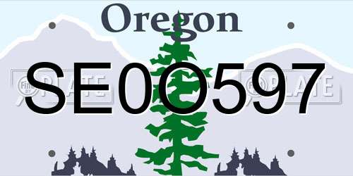 SE0O597 Oregon License Plate