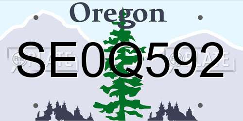 SE0Q592 Oregon License Plate
