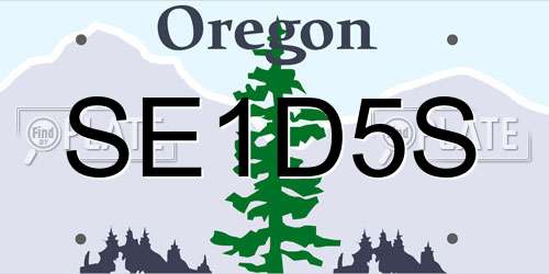 SE1D5S Oregon License Plate