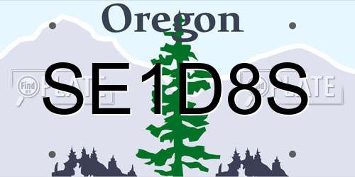 SE1D8S Oregon License Plate