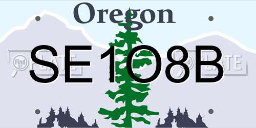 SE1O8B Oregon License Plate