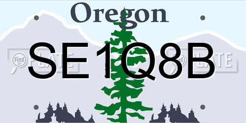SE1Q8B Oregon License Plate