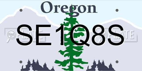 SE1Q8S Oregon License Plate
