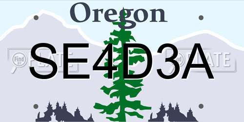SE4D3A Oregon License Plate