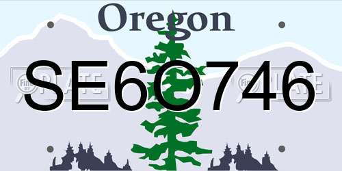SE6O746 Oregon License Plate