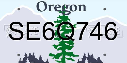 SE6Q746 Oregon License Plate