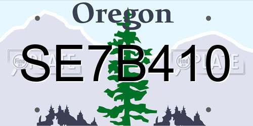 SE7B410 Oregon License Plate