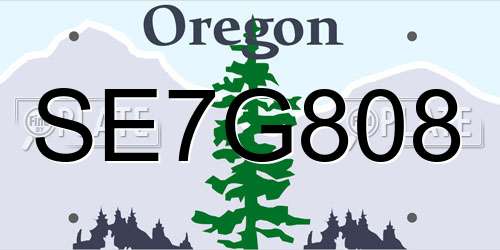 SE7G808 Oregon License Plate