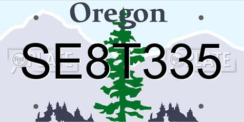 SE8T335 Oregon License Plate